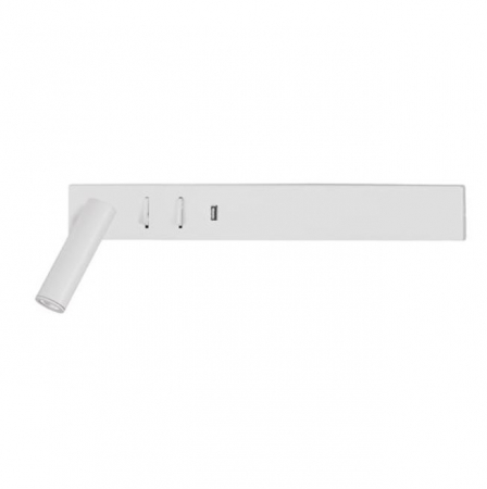 Aplice perete - Aplica perete LED VIDA alba, spot stanga, 3000k, 350 lm, USB, lungime 35 cm - NOVA LUCE