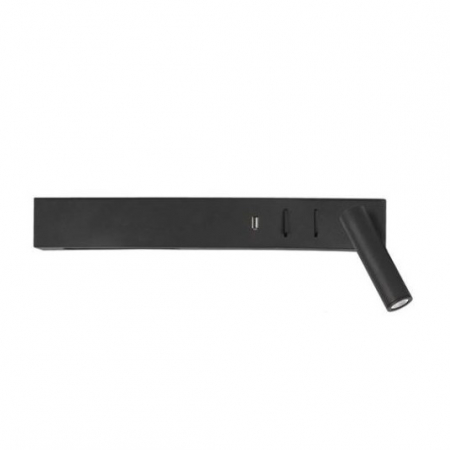 Iluminat dormitor - Aplica perete LED VIDA neagra, spot dreapta, 3000k, 350 lm, USB, lungime 35 cm - NOVA LUCE