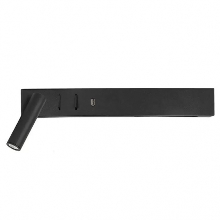 LED - Aplica perete LED VIDA neagra, spot stanga, 3000k, 350 lm, USB, lungime 35 cm - NOVA LUCE