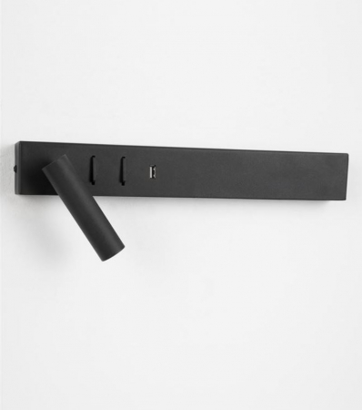 Aplica perete LED VIDA neagra, spot stanga, 3000k, 350 lm, USB, lungime 35 cm - NOVA LUCE [2]
