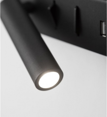 Aplica perete LED VIDA neagra, spot stanga, 3000k, 350 lm, USB, lungime 35 cm - NOVA LUCE [1]
