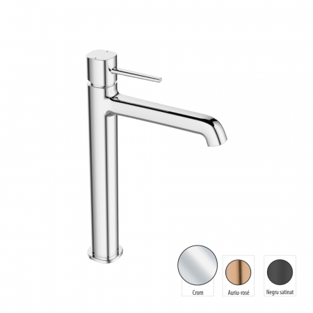 Baterie baie pentru lavoar inalta POLLA, crom lucios, inaltime 29.7 cm - LAVEO [1]