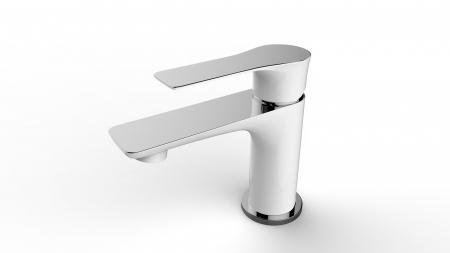 Baterii lavoar - Baterie baie pentru lavoar LEVEL, alb/crom, inaltime 14 cm - CASA BLANCA