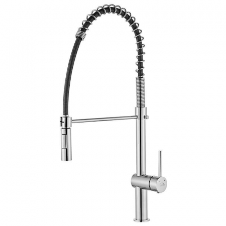 Baterii bucatarie - Baterie bucatarie pentru chiuveta cu arc RHEA, monocomanda, crom/negru, inaltime 62 cm - LAVEO