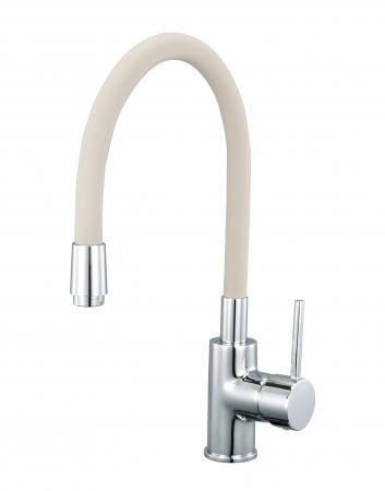 Baterii bucatarie - Baterie bucatarie pentru chiuveta cu pipa flexibila, FLEXI, monocomanda, bej/crom - CASA BLANCA