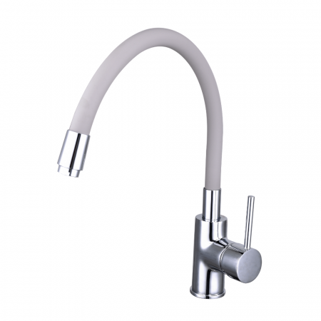 Baterii bucatarie - Baterie bucatarie pentru chiuveta cu pipa flexibila, FLEXI, monocomanda, gri/crom - CASA BLANCA