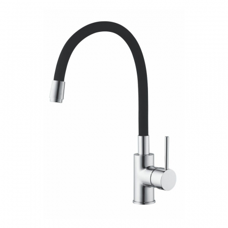 Baterii bucatarie - Baterie bucatarie pentru chiuveta cu pipa flexibila, FLEXI, monocomanda, negru/crom - CASA BLANCA