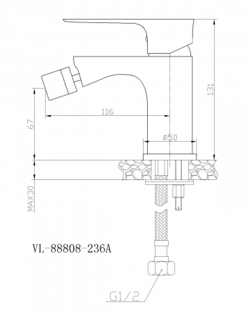 Baterie pentru bideu LEVEL, monocomanda, negru/crom - CASA BLANCA [1]