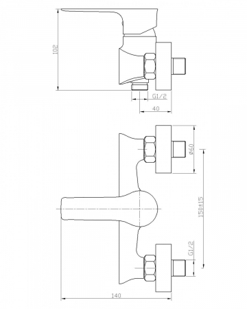 Baterie pentru dus LEVEL, monocomanda, crom - CASA BLANCA [1]