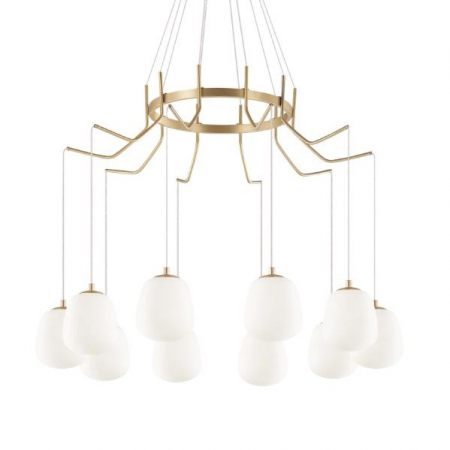 Candelabre - Candelabru KAROUSEL, alama/alb, 10*G9, diametru 82.5 cm - IDEAL LUX