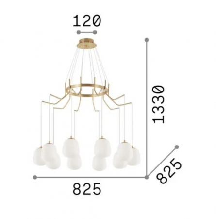 Candelabru KAROUSEL, alama/alb, 10*G9, diametru 82.5 cm - IDEAL LUX [3]