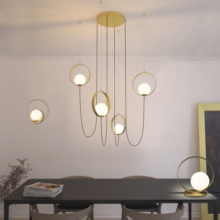 Candelabru LED HALO 4L, auriu/alb, dimabil TRIAC, 2700-3000K, 1480 lm - ACB [3]