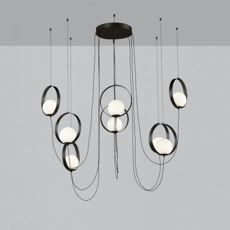 LED - Candelabru LED HALO 8L, negru/alb, 2700-3000K, 2960 lm - ACB