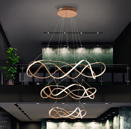 Candelabre - Candelabru LED MOLLY 3, auriu-rose, 3000K, 12420 lm, diametru 110 cm - SCHULLER