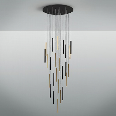 Candelabre - Candelabru LED VARAS, negru/auriu, 3000K, 11.250 lm, diamteru 90 cm - SCHULLER