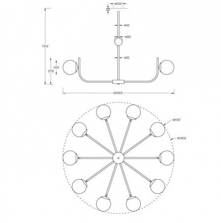 Candelabru RENDEZ-VOUS, alama/alb, 10*E14, diametru 116 cm - MAYTONI [2]