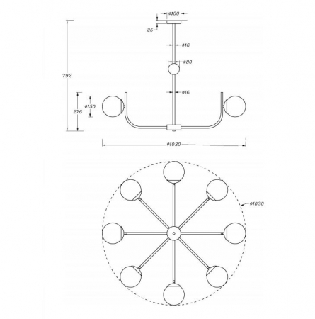 Candelabru RENDEZ-VOUS, alama/alb, 8*E14, diametru 103 cm - MAYTONI [2]
