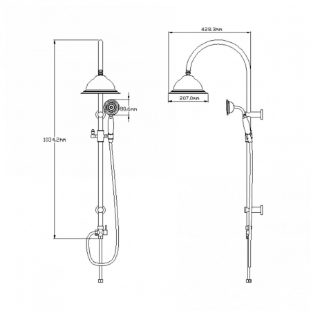 Coloana de dus EPOQUE BEP01, design retro, bronz satinat, inaltime 103 cm - CASA BLANCA [1]