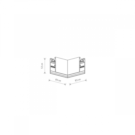 Conector de colt orizontal pentru sina magnetica LVM aplicata, 8.5 cm - NOWODVORSKI [1]