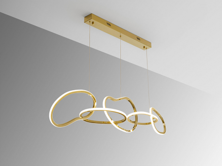 LED - Lampa suspendata LED NEXO, auriu, dimabila, 3000K, 7100 lm, lungime 123 cm - SCHULLER