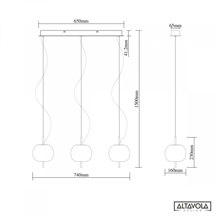 Lampa suspendata alb-aurie LED APPLE CL3 - Prestige by Altavola [1]