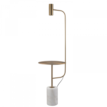 Lampadare - Lampadar LED cu etajera VINCENT, auriu/marmura, 3000K