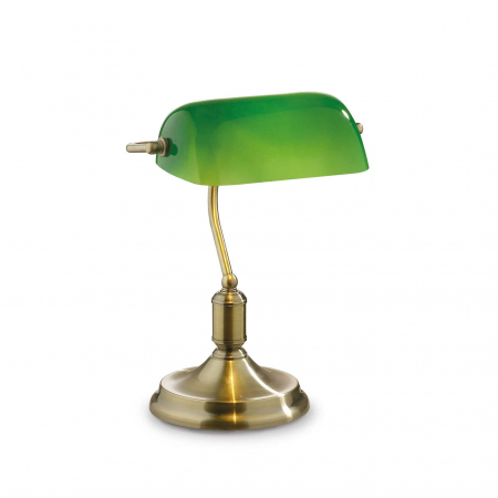 PROMOTII - Lampa de birou LAWYER, alama antichizata/verde, inaltime 38 cm - IDEAL LUX