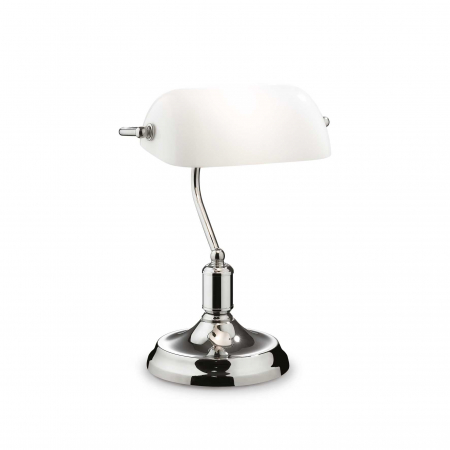 Corpuri de iluminat - INTERIOR - Lampa de birou LAWYER, crom/alb, inaltime 38 cm - IDEAL LUX