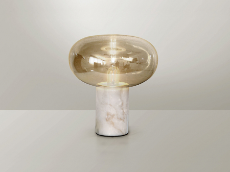 Veioze - Lampa de masa FUNGI, marmura alba, 1*E27, inaltime 39 cm - SCHULLER