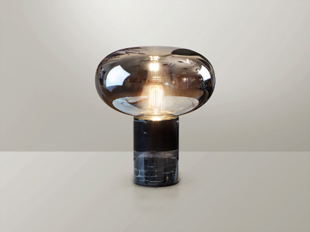 Veioze - Lampa de masa FUNGI, marmura neagra, 1*E27, inaltime 39 cm - SCHULLER