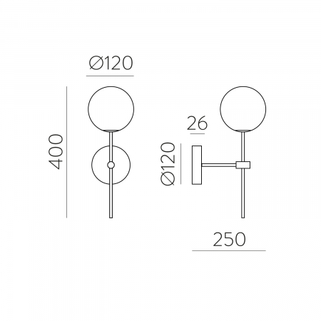 Lampa de perete DORIS, auriu/alb, 1*G9, IP44, inaltime 40 cm - ACB [3]