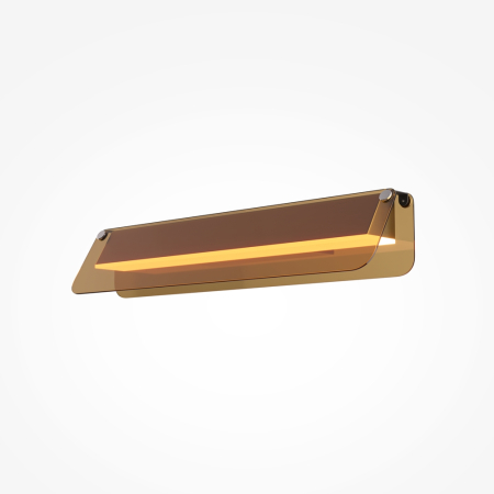 Corpuri de iluminat - INTERIOR - Lampă de perete LED FLAT II, negru/alama, 3000K, 1150 lm, lungime 43 cm - MAYTONI