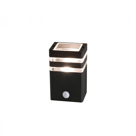 Perete - Lampa de perete neagra pentru exterior cu senzor RIO I, inaltime 18.5 cm - nowodvorski