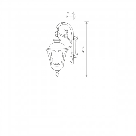 Lampa de perete pentru exterior TYBR, negru/auriu patinat, 1*E27, IP44, inaltime 46 cm - NOWODVORSKI [1]