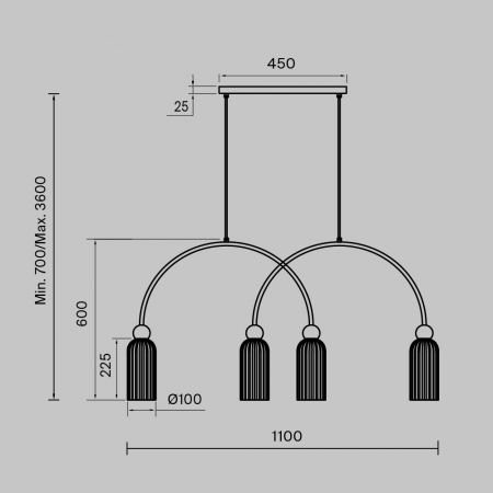 Lampa suspendata ANTIC, auriu/gri, 4*E14, lungime 110 cm - MAYTONI [4]