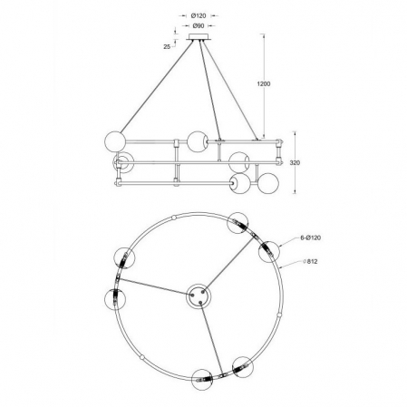 Lampa suspendata BALANCE, auriu/alb, 6*G9, 40W, diametru 81 cm - MAYTONI [5]