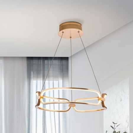 Iluminat zona living - Lampa suspendata COLETTE LED, auriu-rose, 3000K, diametru 47 cm - SCHULLER
