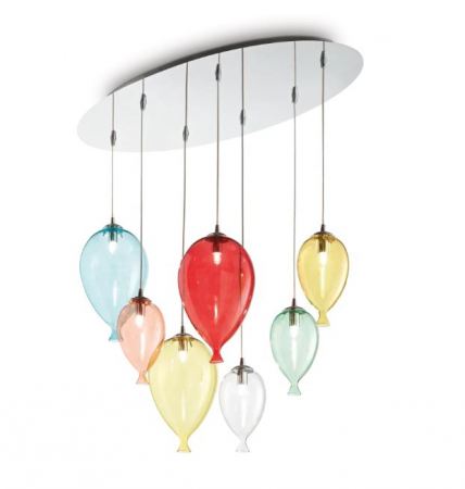Corpuri de iluminat - INTERIOR - Lampa suspendata copii CLOWN 7, multicolor, 7*G9, lungime 80 cm - IDEAL LUX