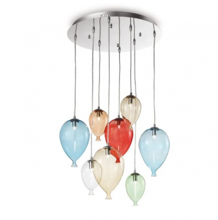 Corpuri de iluminat - INTERIOR - Lampa suspendata copii CLOWN 8, multicolor, 8*G9, diametru 50 cm - IDEAL LUX