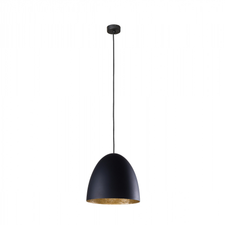 Lampi suspendate - Lampa suspendata neagra cu auriu EGG M 38 cm
