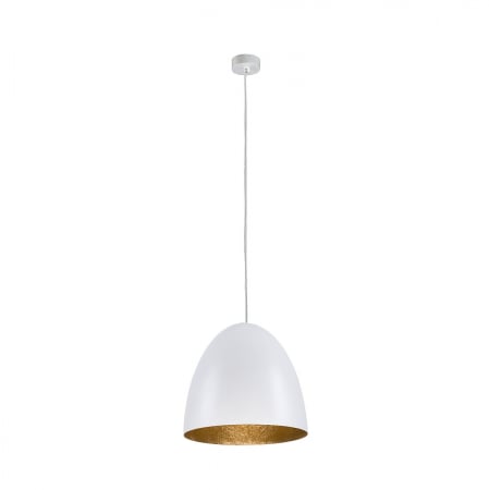 Lampi suspendate - Lampa suspendata alba cu auriu EGG M 38 cm
