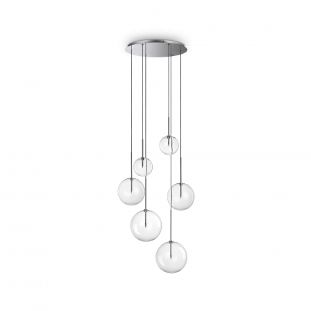Corpuri de iluminat - INTERIOR - Lampa suspendata EQUINOXE SP6, crom, diametru 65 cm - IDEAL LUX