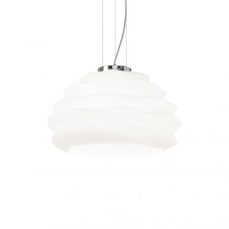 Iluminat dormitor - Lampa suspendata KARMA SP1, alb/crom, diametru 39 cm - IDEAL LUX