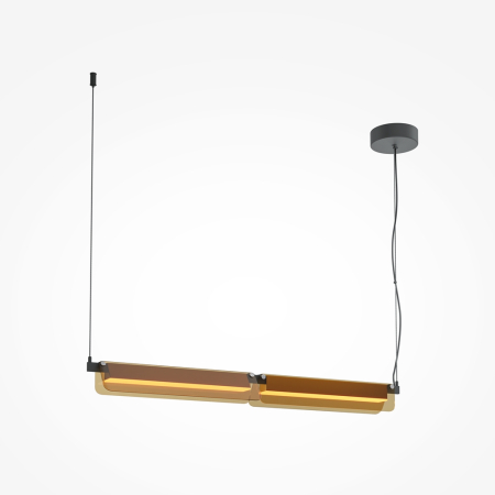 Corpuri de iluminat - INTERIOR - Lampa suspendata LED FLAT II, negru/alama, 3000K, 2480 lm, lungime 93 cm - MAYTONI