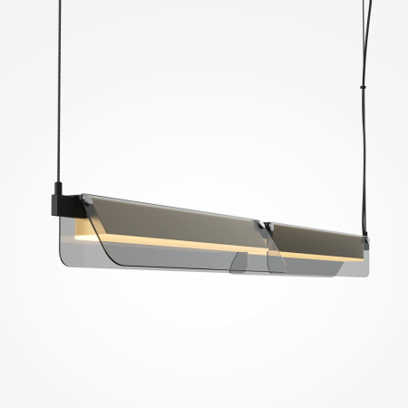 Lampi suspendate - Lampa suspendata LED FLAT, negru/alama, 3000K, 2480 lm, lungime 93 cm - MAYTONI