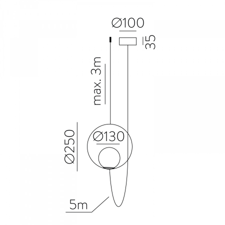 Lampa suspendata LED HALO 1L, negru/alb, 2700-3000K, 370 lm - ACB [3]