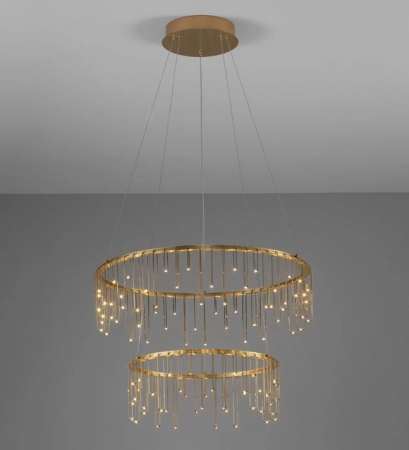 Lampi suspendate - Lampa suspendata LED STELLAR II, auriu-cupru, 3000K, diametru 65 cm - NOVA LUCE