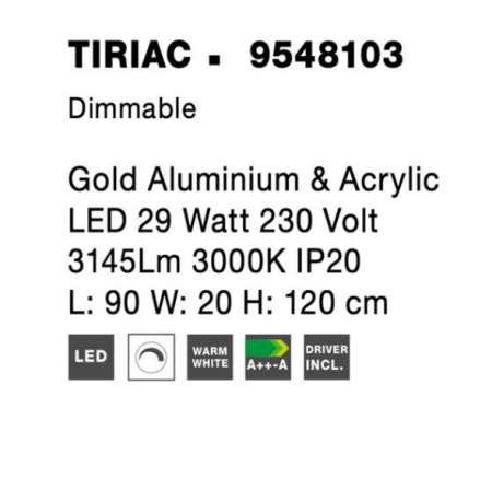 Lampa suspendata LED TIRIAC, auriu/alb, 3000K, 3146 lm, lungime 90 cm - NOVA LUCE [5]