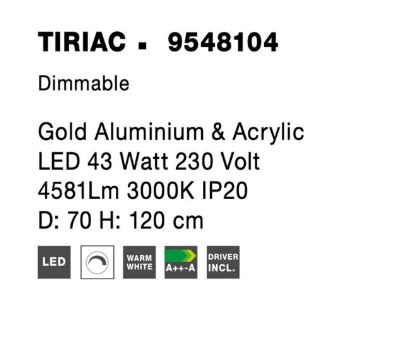 Lampa suspendata LED TIRIAC, auriu/alb, 3000K, 4581 lm, diametru 70 cm - NOVA LUCE [4]
