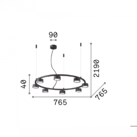 Lampa suspendata MINOR ROUND, negru, 8*GX53, diametru 76.5 cm - IDEAL LUX [4]